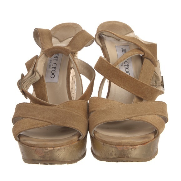 Jimmy Choo Leather Glitter Accent Sandals - Picture 9 of 13